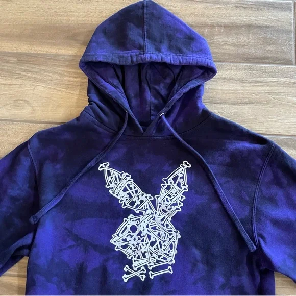 PLAYBOY Skeleton Rabbit Head Crop Hoodie Sz SMALL - Picture 3 of 10